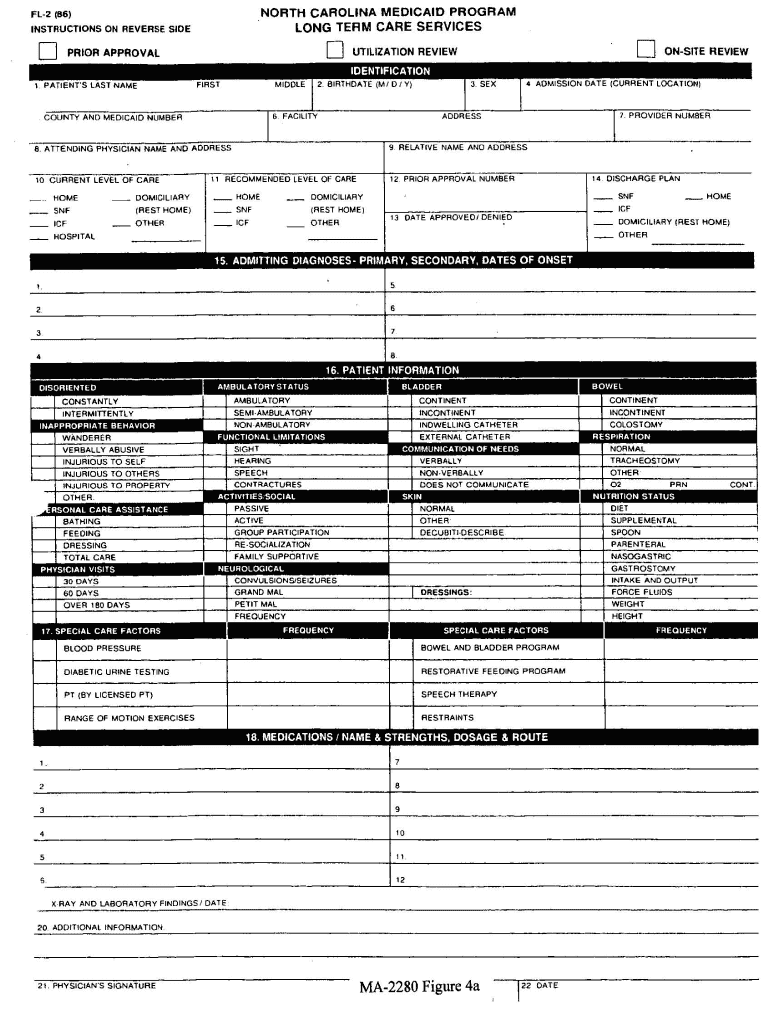 Nc Fl2 Form For Snf Fill Online Printable Fillable Blank PdfFiller