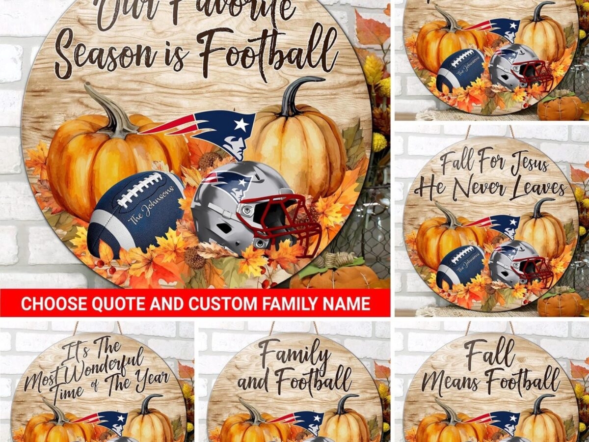 NFL New England Patriots Pumpkin Custom Wooden Sign Sport Football Home Decorations