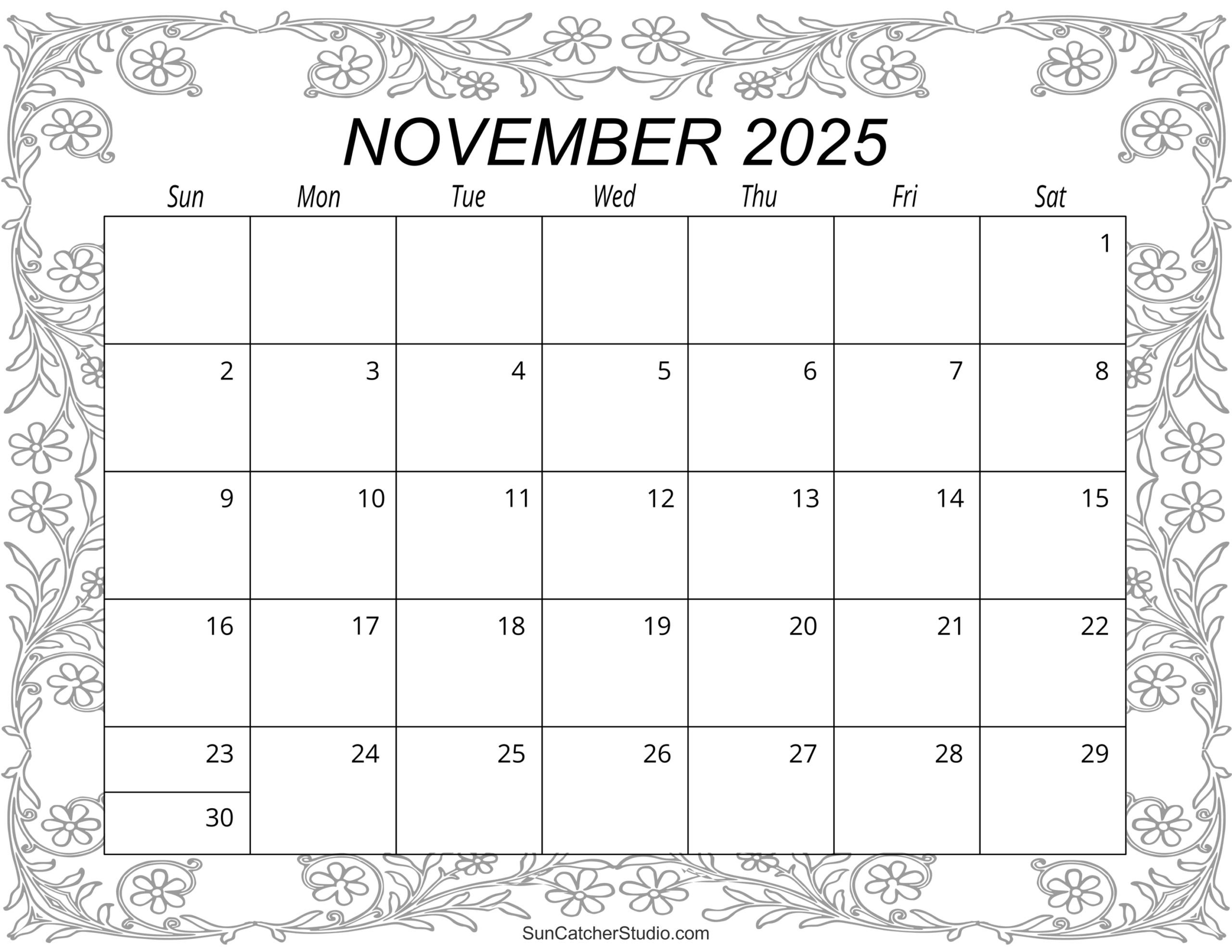 Free Cute Printable Calendar November 2025