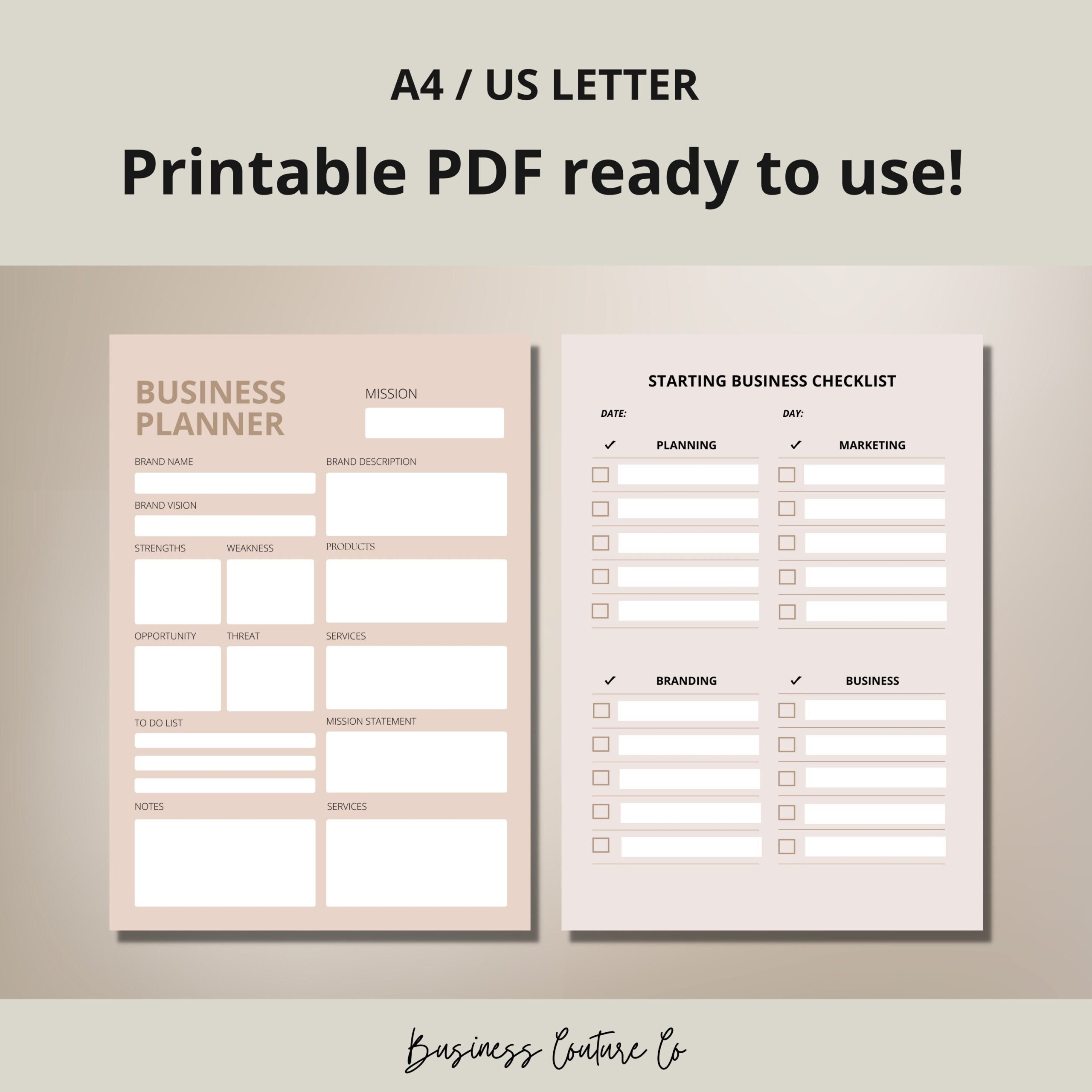 One Page Business Plan Template Business Plan Template small Business Plan business Planner Printable Template business Checklist start up Etsy