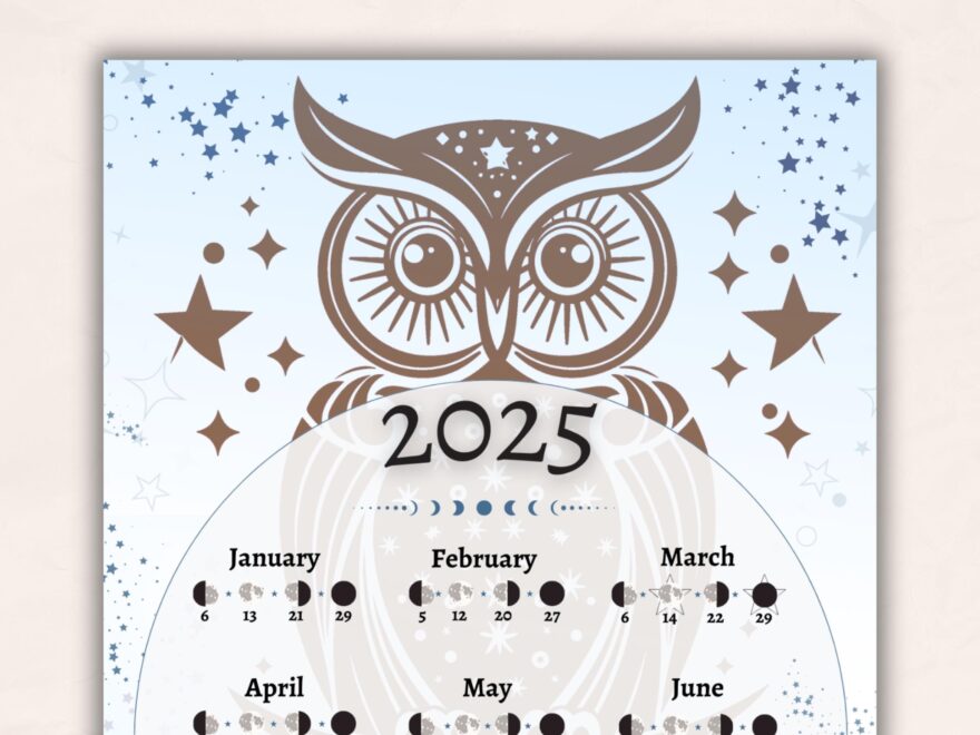 Owl Moon Phase Calendar 2025 PDF Printable Pdf For Lunar Magic Manifestation Astrology Calendar Lunar Phase 2025 Etsy