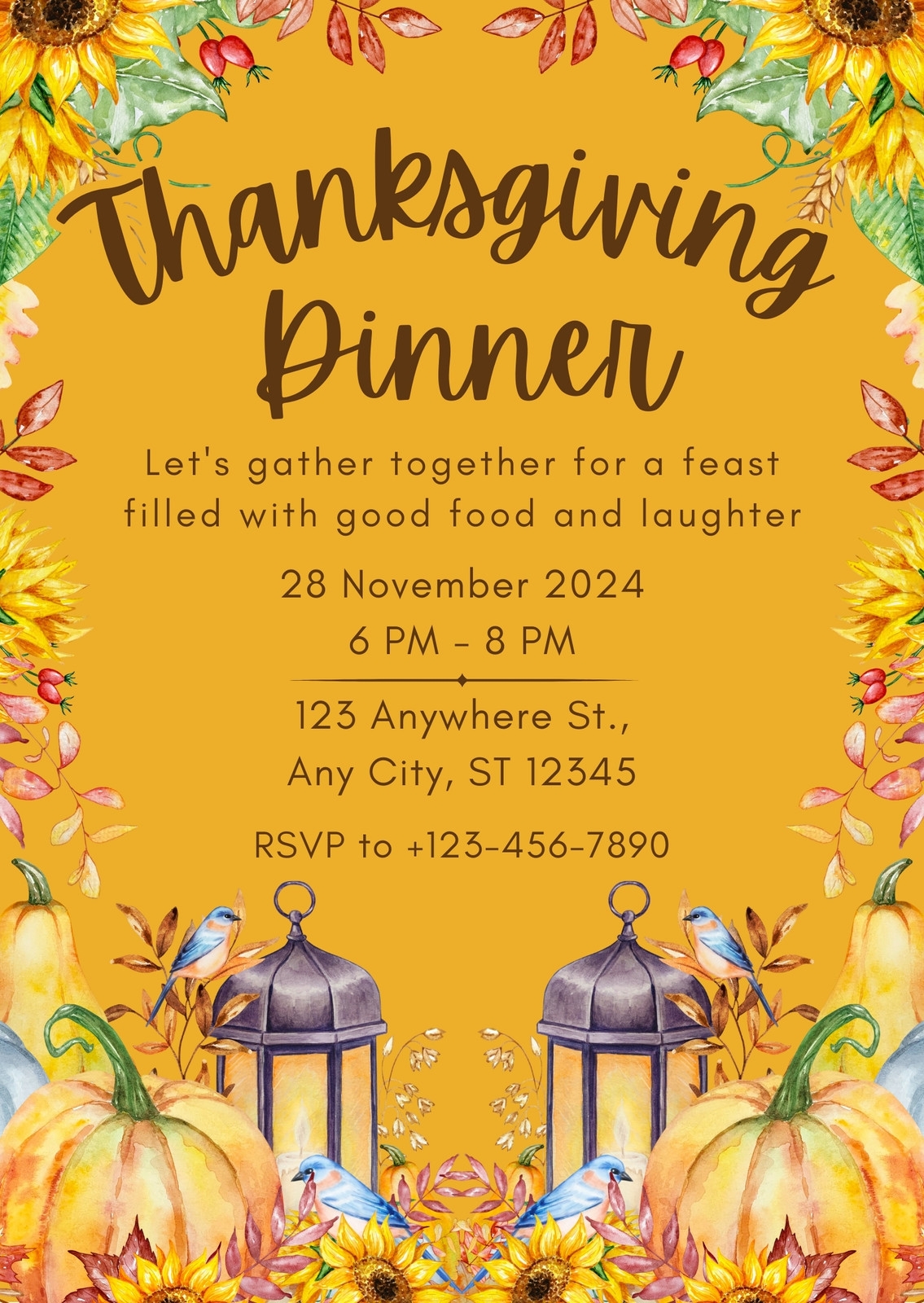 Free Printable Out For Thanksgiving Invitation