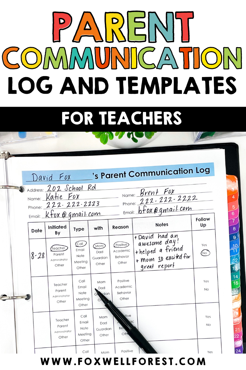 Free Printable Parent Contact Log