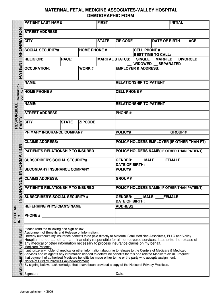 Patient Demoghraphic Sheet Fill Online Printable Fillable Blank PdfFiller
