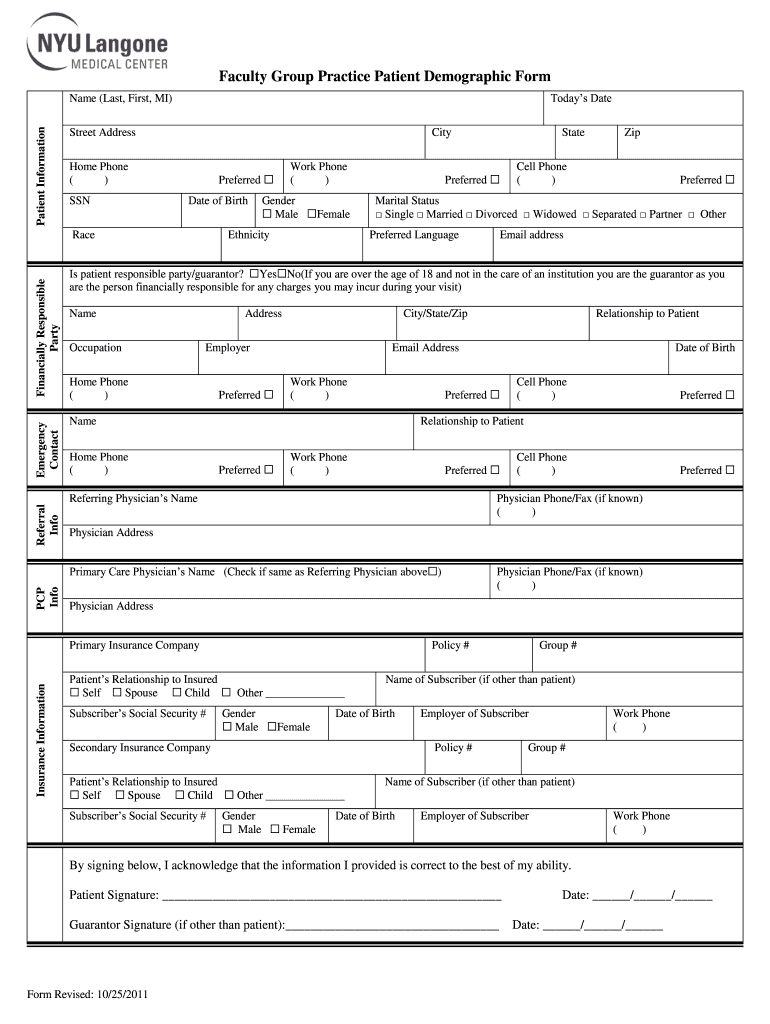 Patient Demographic Forms Fill Online Printable Fillable Blank PdfFiller