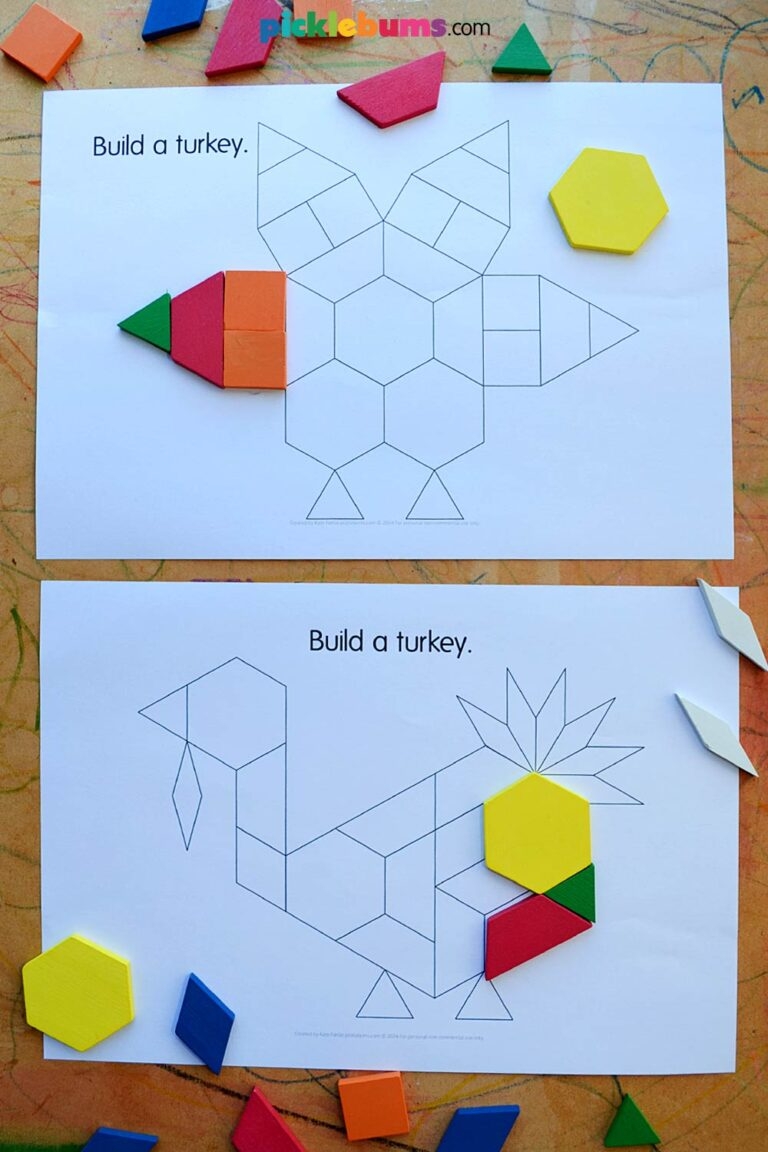 Pattern Block Turkeys Free Printable Picklebums