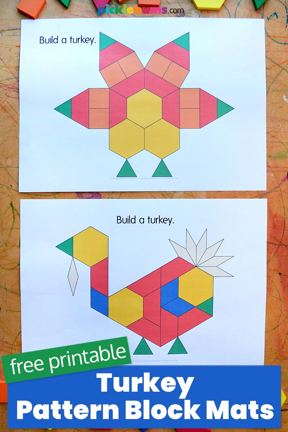 Pattern Block Turkeys Free Printable Picklebums