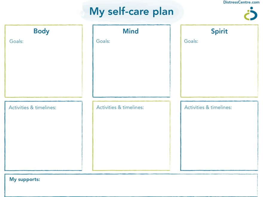 Personalized Self care Plans Distress Centre