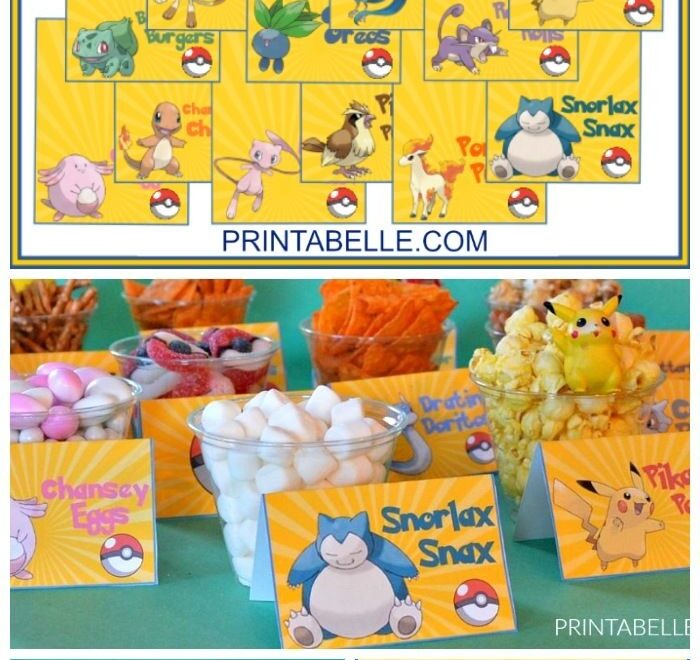 Pokemon Printable Food Label Cards FREE Snack Bar Sign