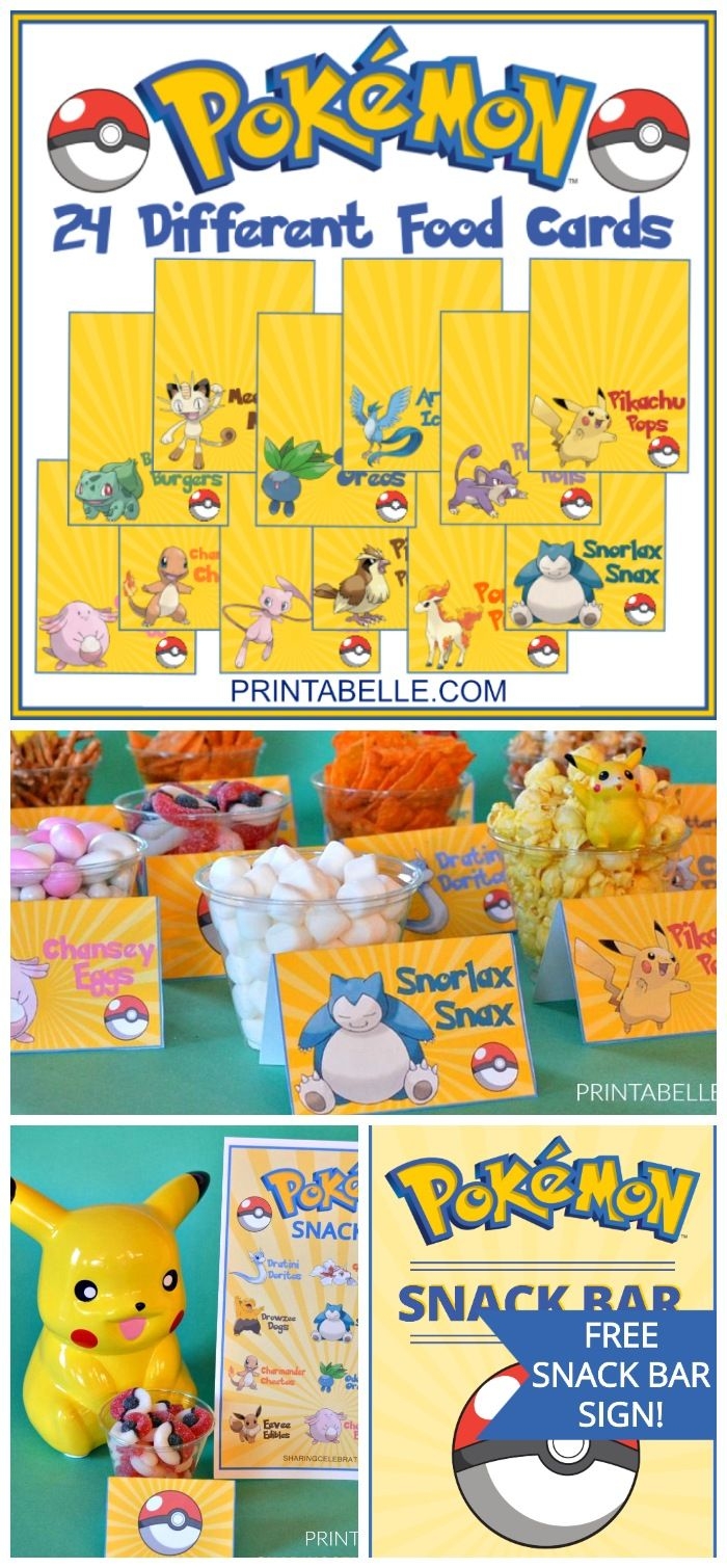 Pokemon Printable Food Label Cards FREE Snack Bar Sign
