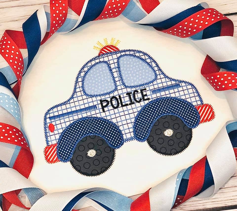 Police Car Zig Zag Stitch Applique Design Hug A Bug Applique