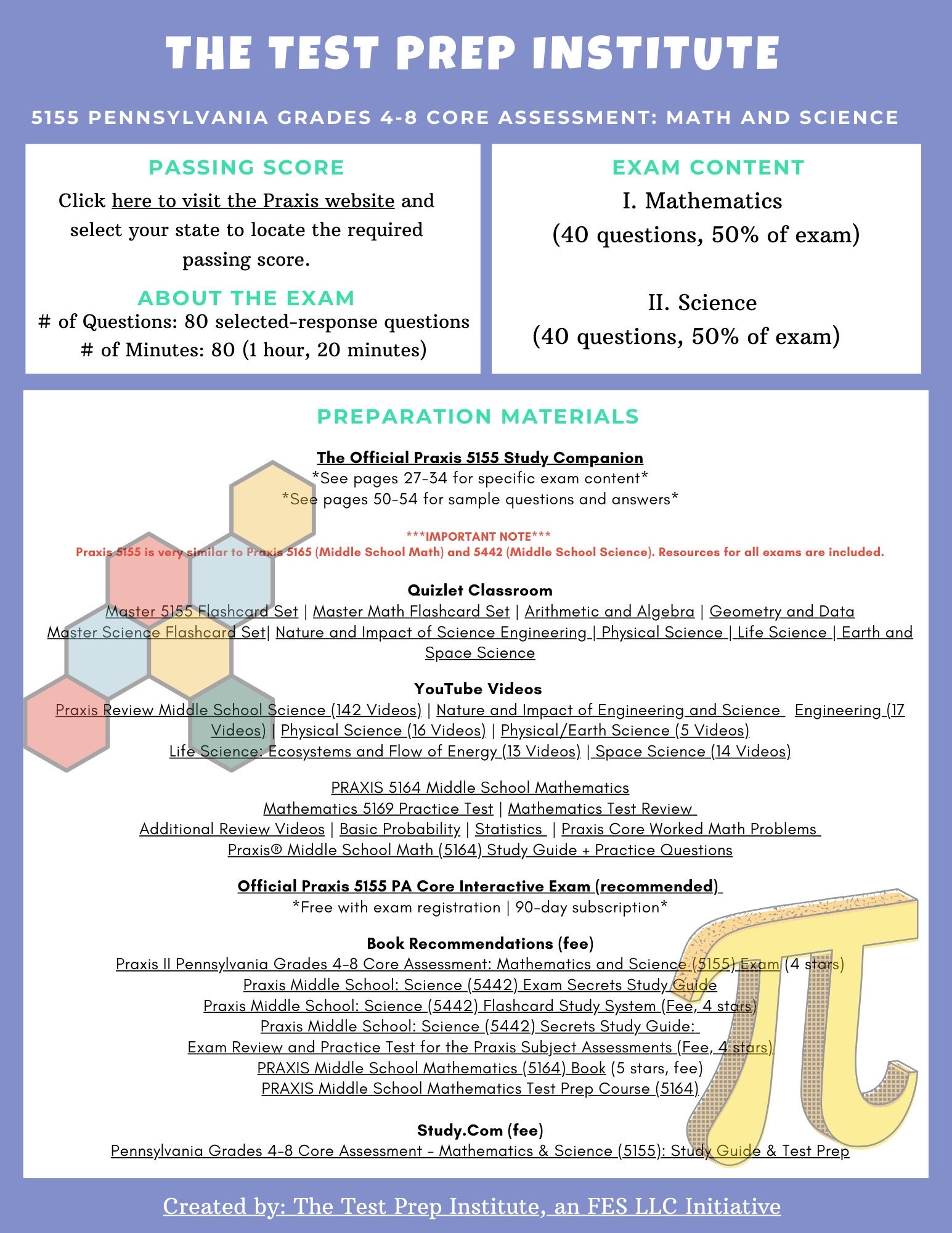 Praxis 5155 Pennsylvania Grades 4 8 Core Assessment Math And Science Etsy