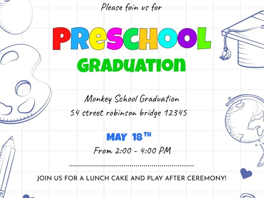 Preschool Graduation Invite Template Worksheets Library
