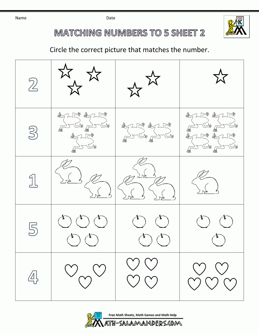 Pre K Math Worksheets Printable Free