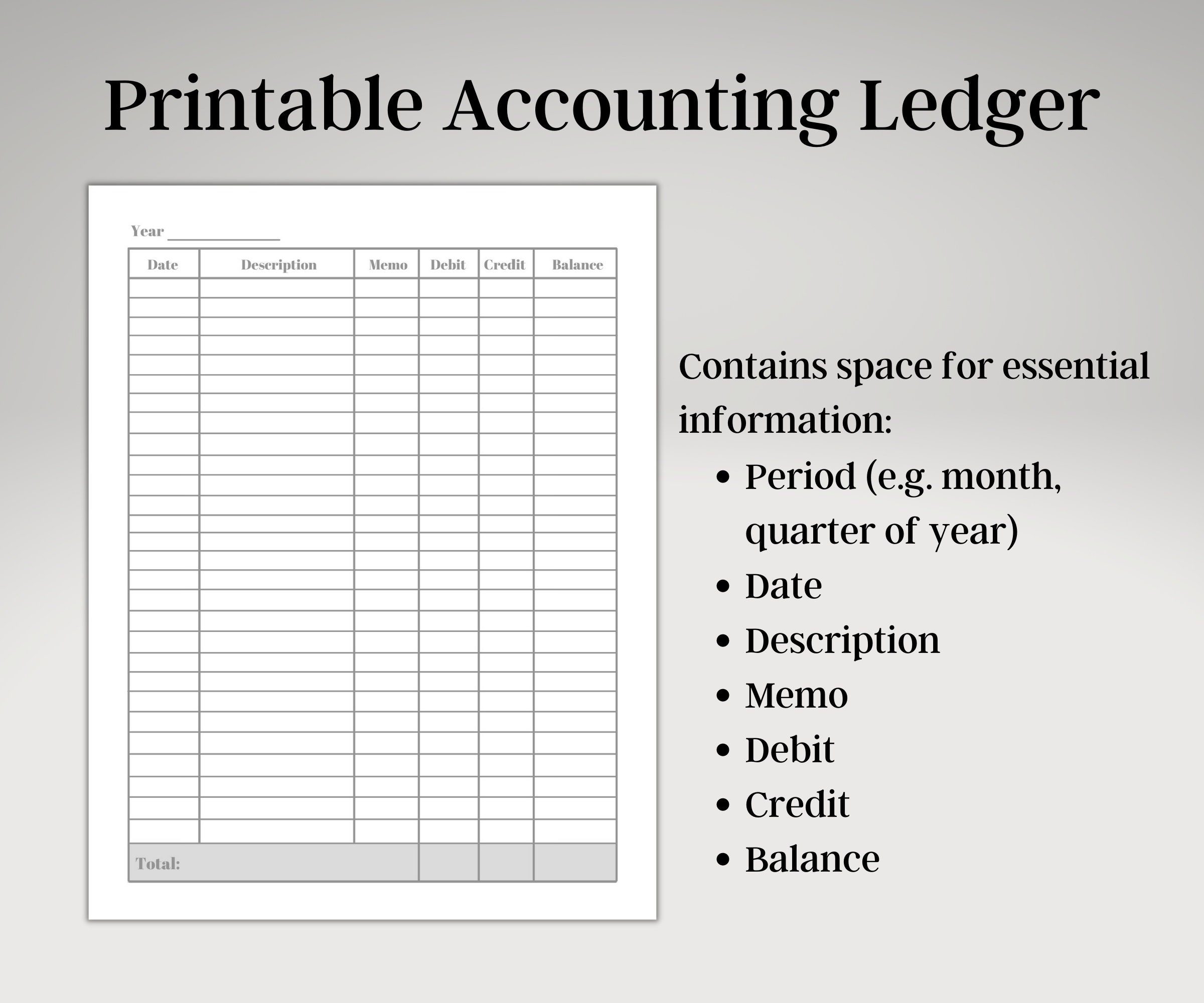 Printable Accounting Ledger Bookkeeping Journal For Small Businesses Log For Credit And Debits Great For Budgeting Accounting Book Etsy