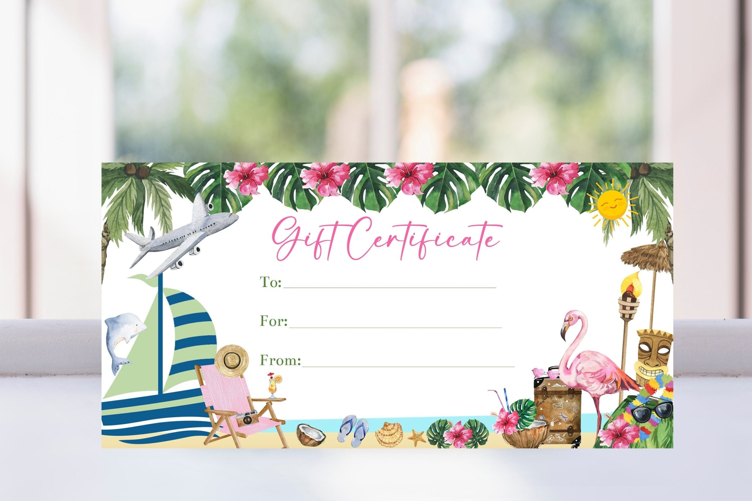 Printable Beach Trip Gift Certificate Voucher Template Editable Hawaii Florida Mexico Christmas Gift Personalized Travel Voucher Corjl Etsy