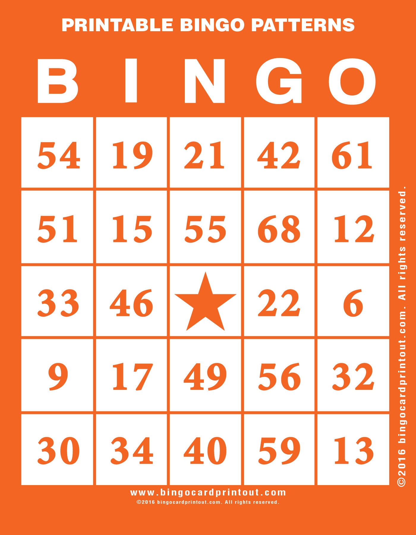 Printable Bingo Patterns BingoCardPrintout