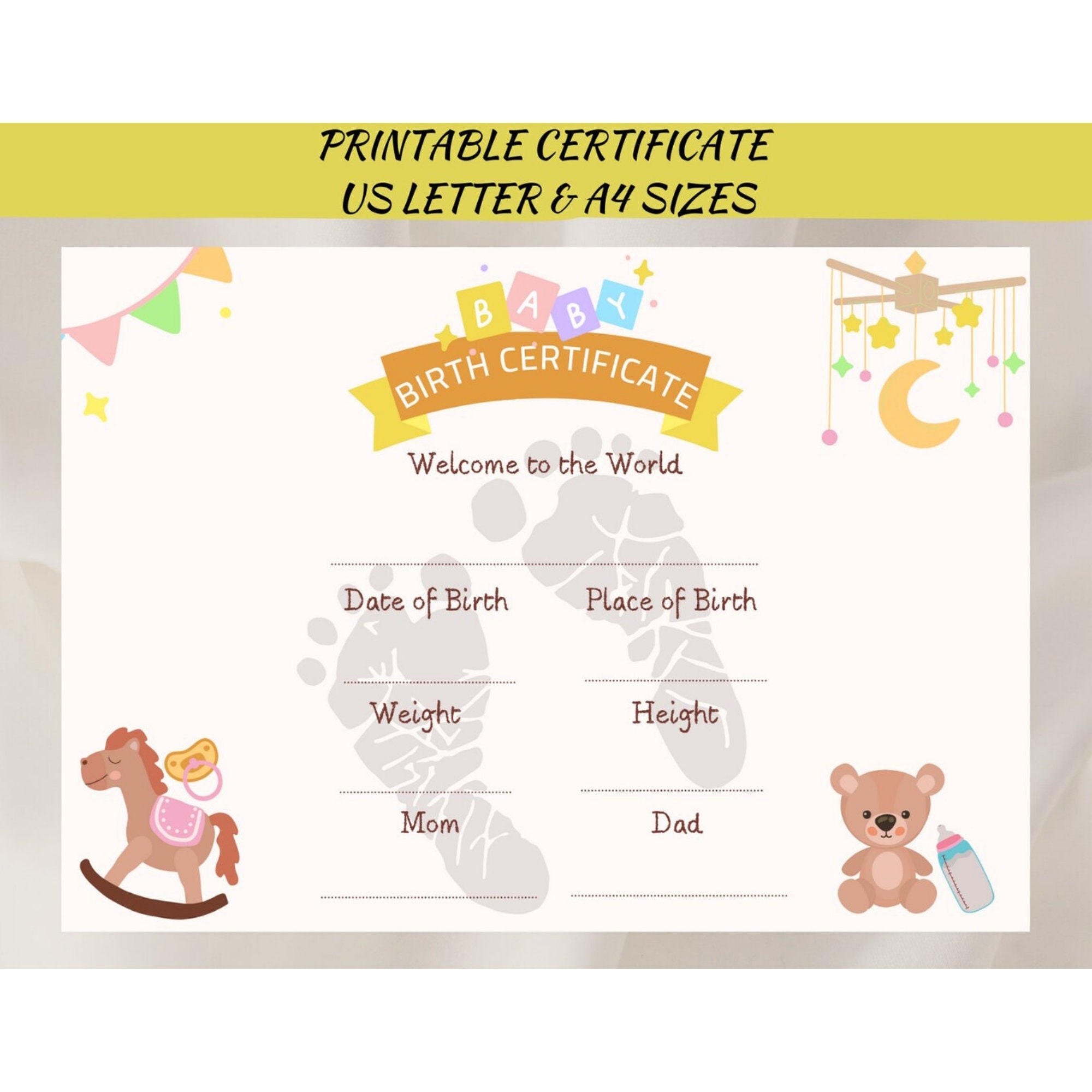 Printable Birth Certificate Boy Girl Gender Neutral Birth Certificate Keepsake Personalized Custom Newborn Gift Idea Instant PDF Etsy