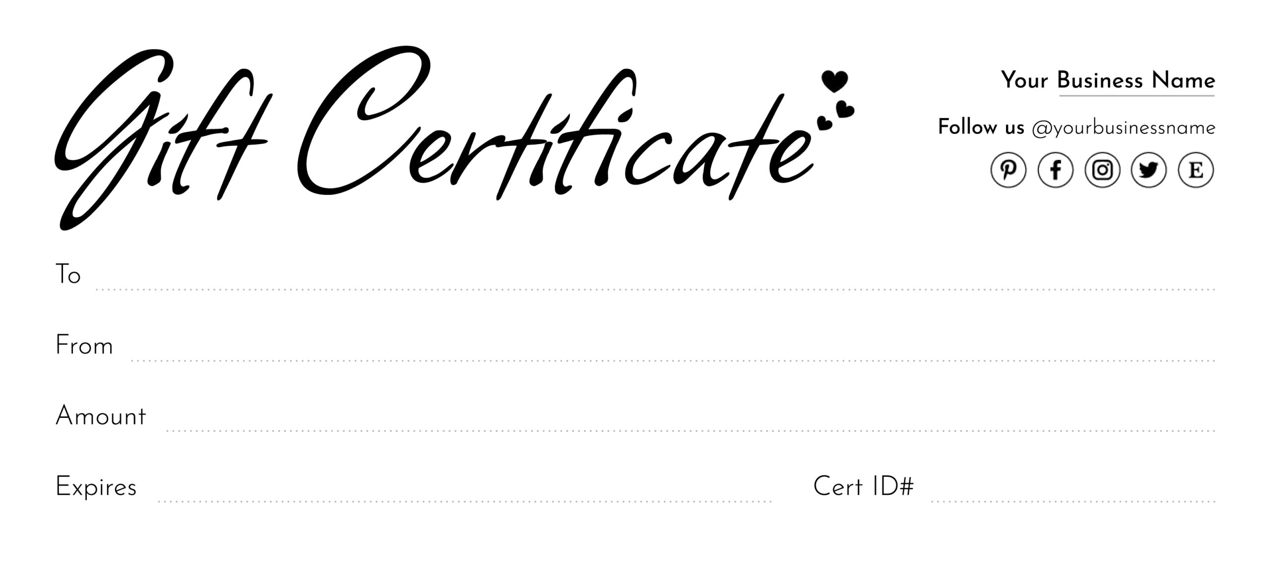 Printable Gift Certificates Customizable