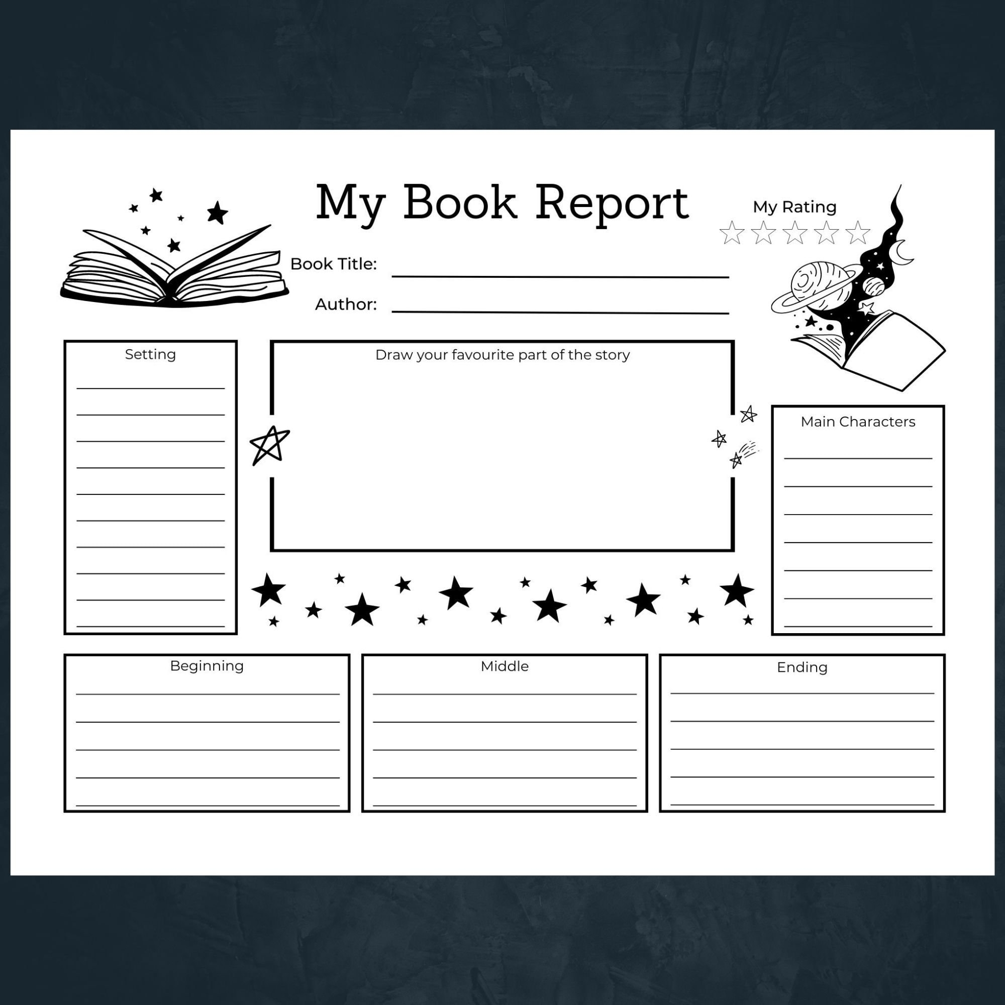 Printable Book Report INSTANT DOWNLOAD Printable Activity Book Report Template Book Review Book Report Printable Home School Reading Etsy