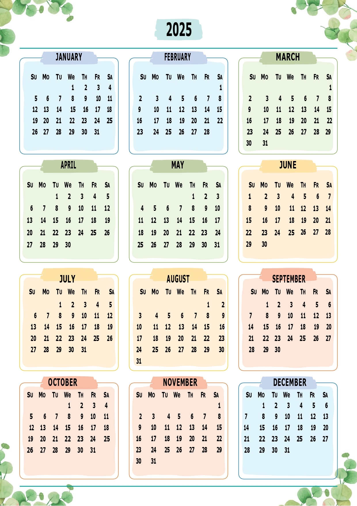 Free Printable Printable Calendar 2025