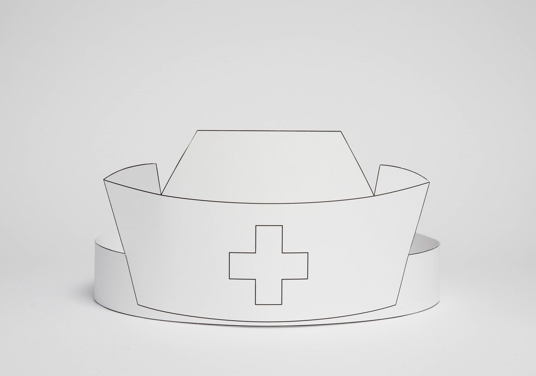 Printable Coloring Nurse Paper Hat Kids Party Craft Pdf Doctor Costume Template Instant Download DIY Career Day Costume Hospital Party Mask Etsy Finland