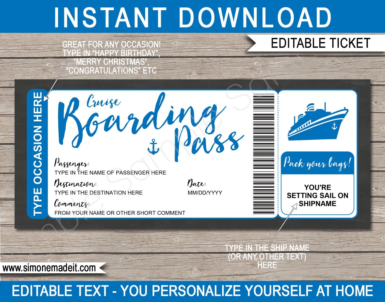 Free Printable Cruise Boarding Pass Template