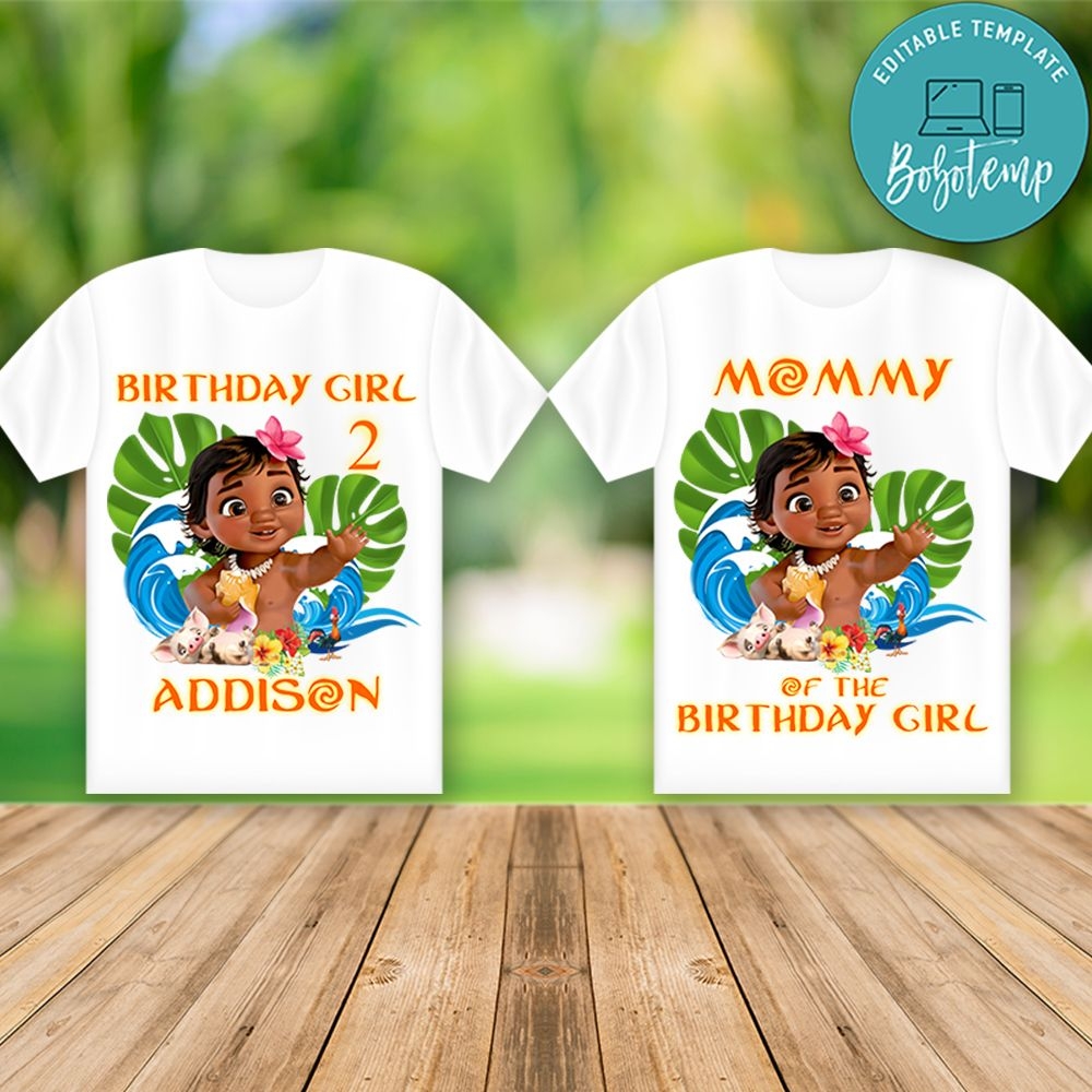 Printable Moana Birthday Shirt For Family Digital File DIY Bobotemp