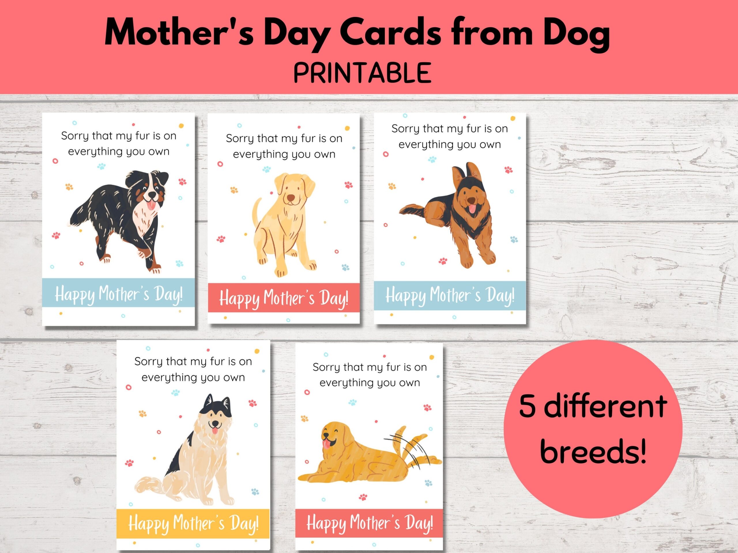 Printable Mothers Day Card From Dog Funny Mother s Day Greeting Cards Dog Mom Card Gifts For Her Etsy