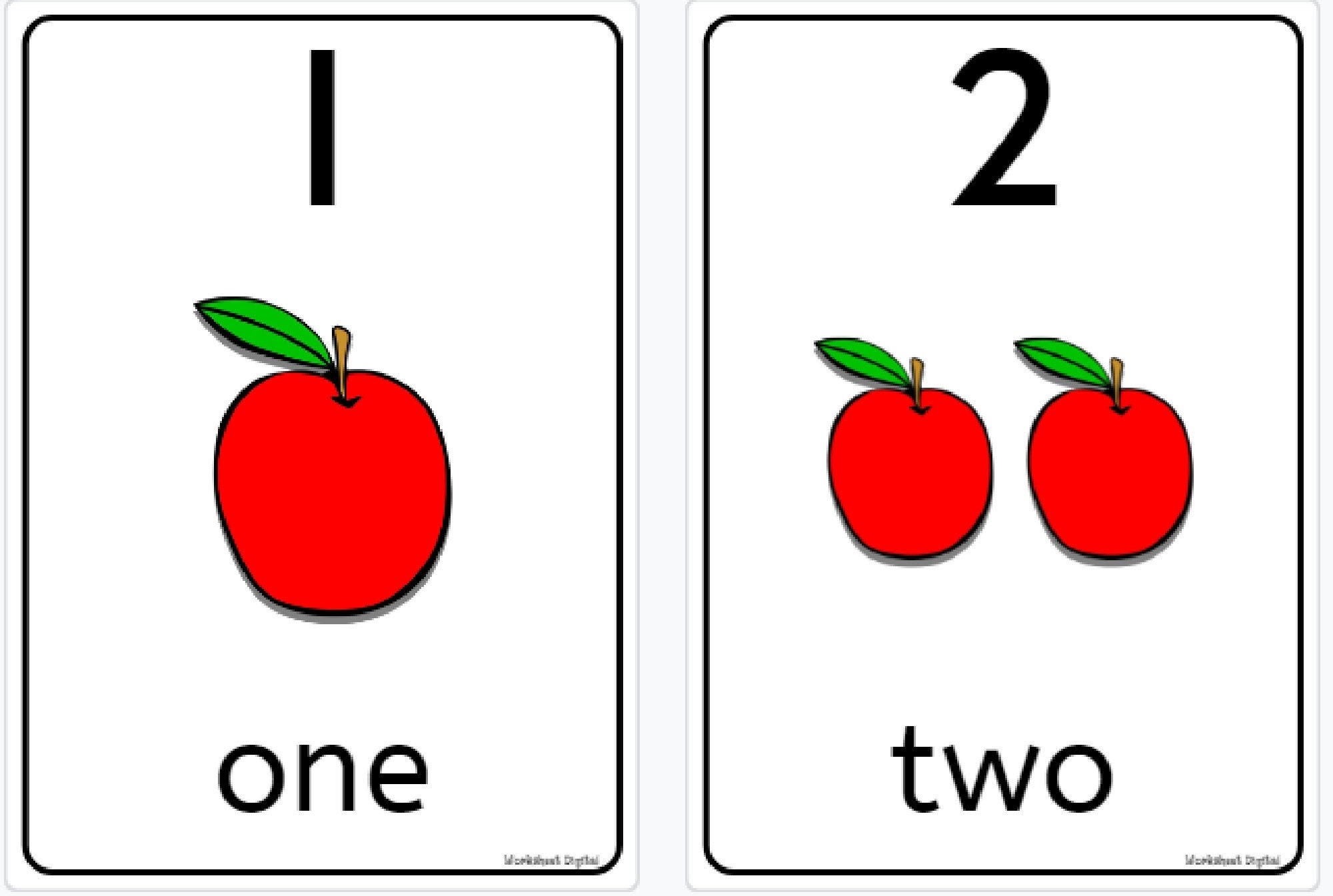 Printable Numbers 1 To 10 Posters Wall Display Theme Apples Back To School Kindergarten Homeschool Number Recognition 1 10 Etsy