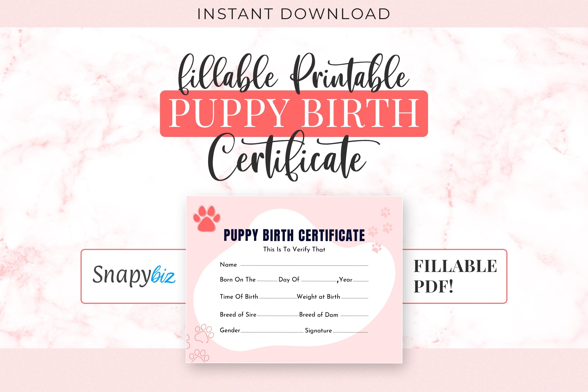 Free Printable Pet Birth Certificate