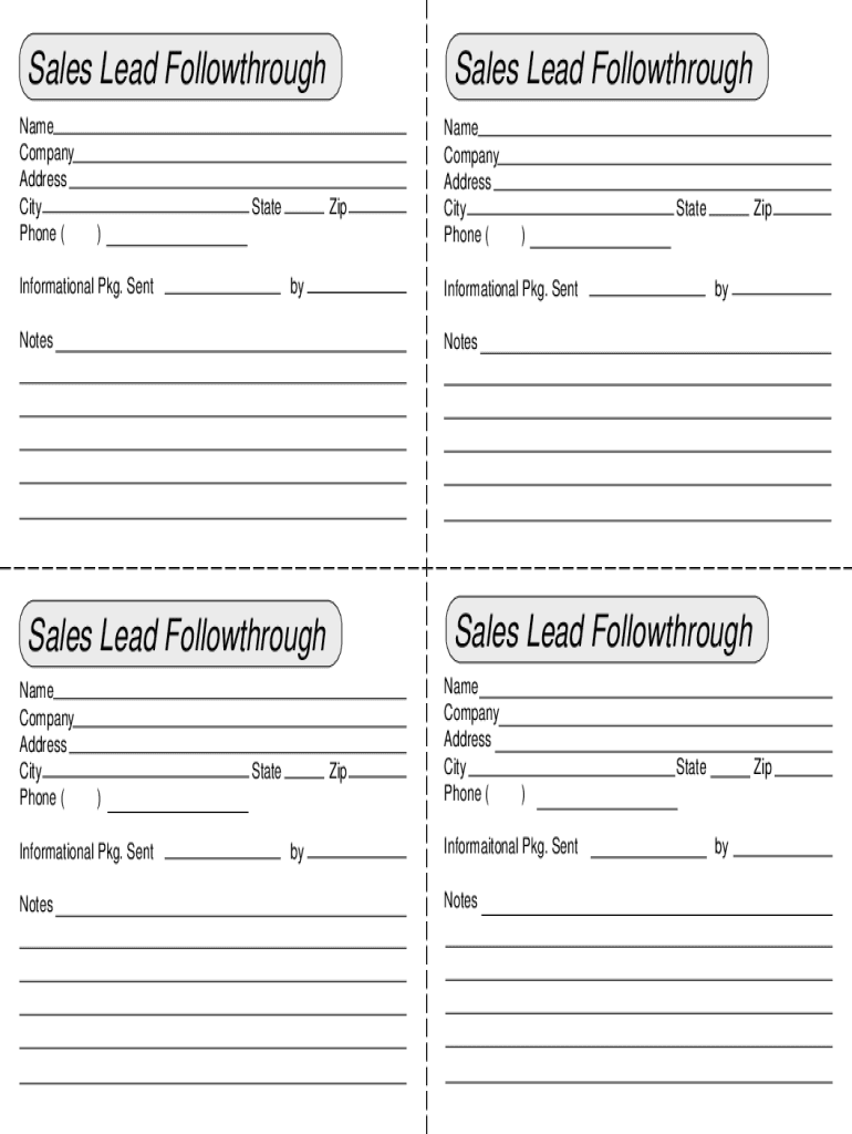 Printable Sales Lead Sheet Fill Online Printable Fillable Blank PdfFiller