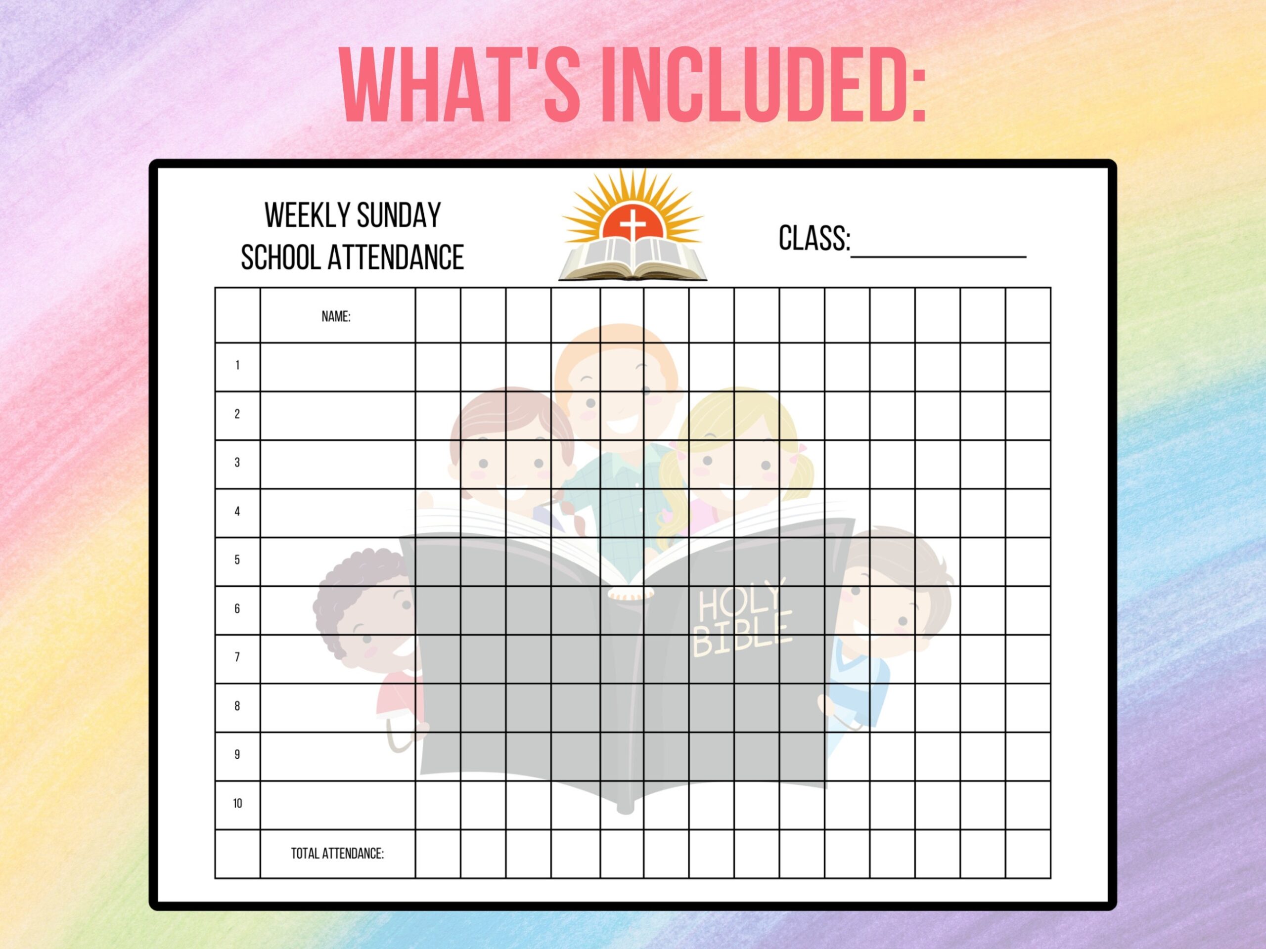 Free Printable Sunday School Attendance Chart