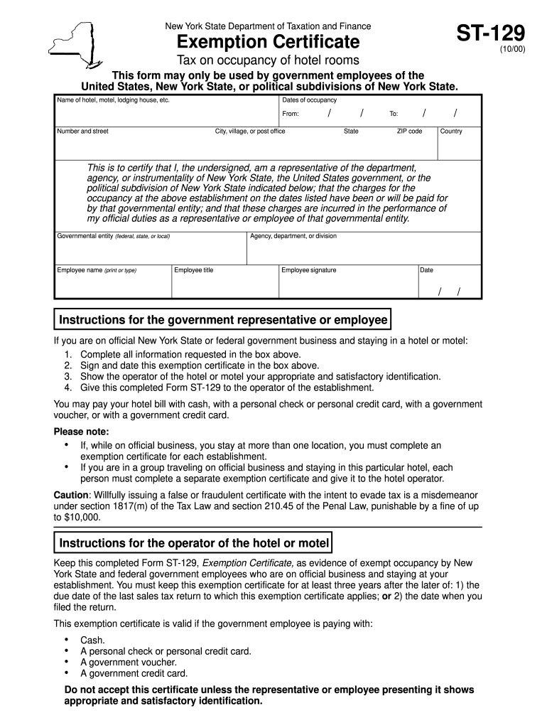Printable Tax Exempt Form For New York State Fill Online Printable Fillable Blank PdfFiller