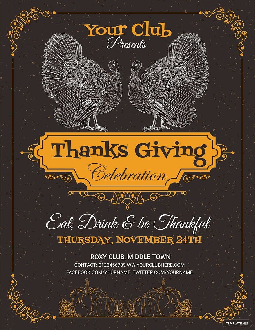 Printable Thanksgiving Party Flyer Template In PSD Word Publisher Pages Google Docs Download Template