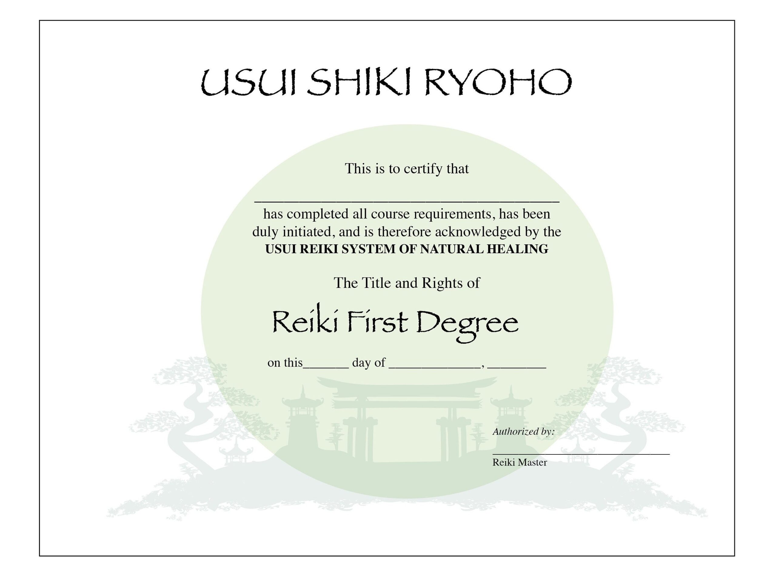 Printable Usui Reiki I Certificate Template Etsy Worksheets Library