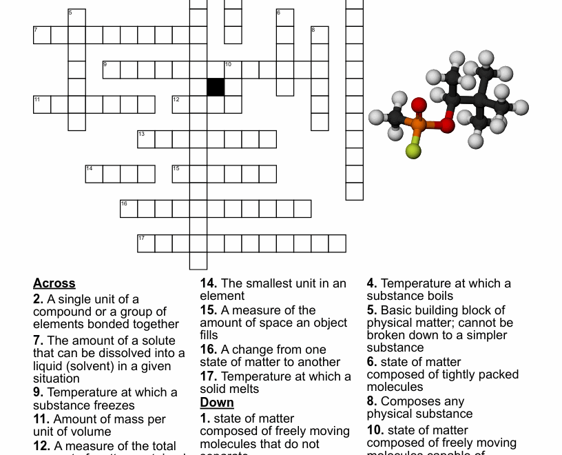 Properties Of Matter Crossword WordMint