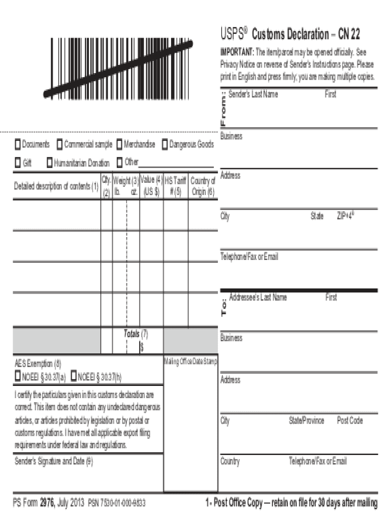 Ps Form 2976 R Fill Online Printable Fillable Blank PdfFiller
