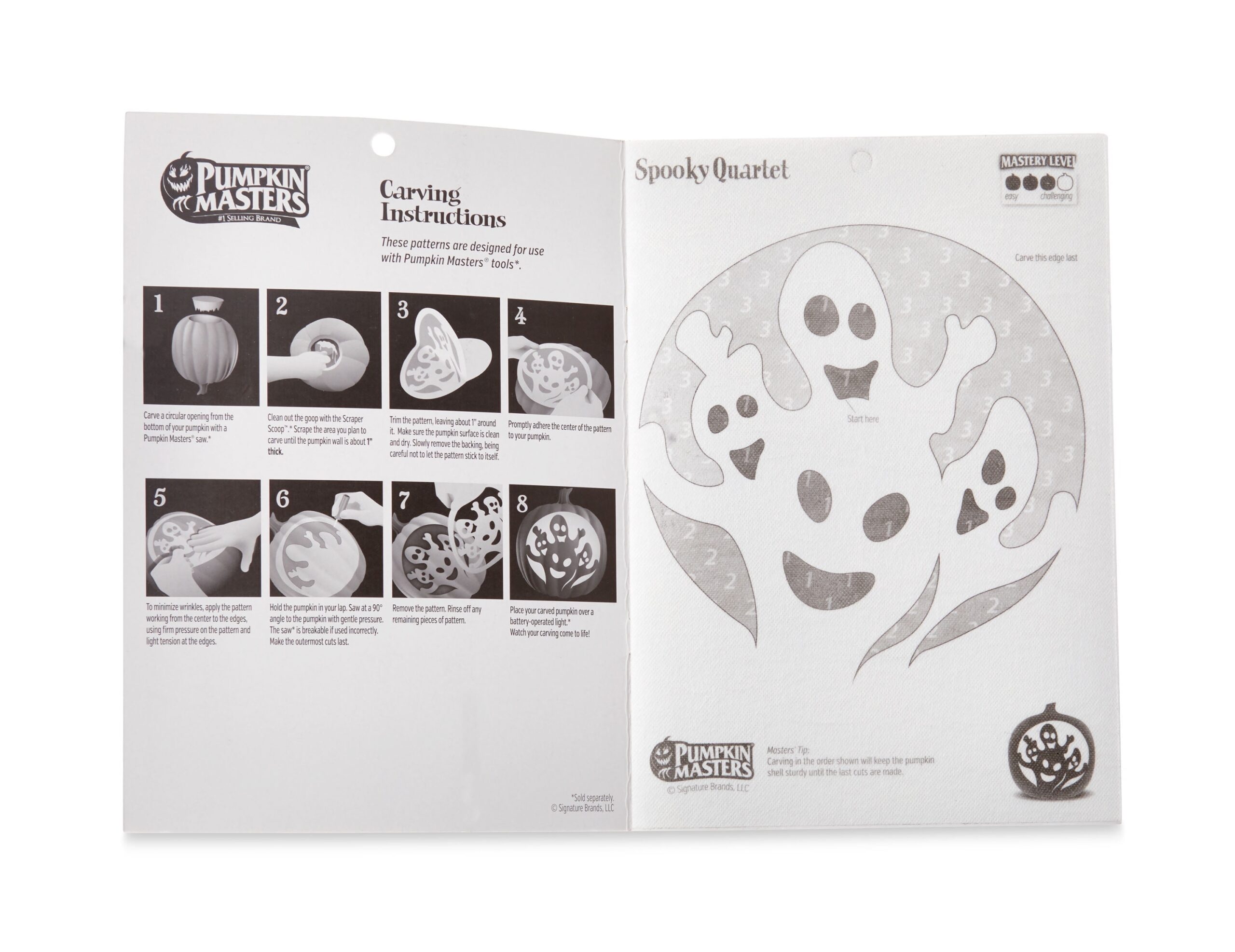 Pumpkin Masters Halloween Pumpkin Carving Premium Sticker Patterns 4 Pieces Walmart