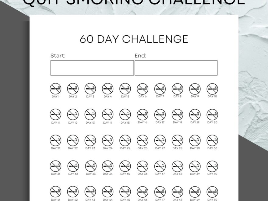 Quit Smoking Challenge 30 60 And 90 Day Printables Quit Smoking Tracker Quit Nicotine Stop Smoking Tracker Etsy