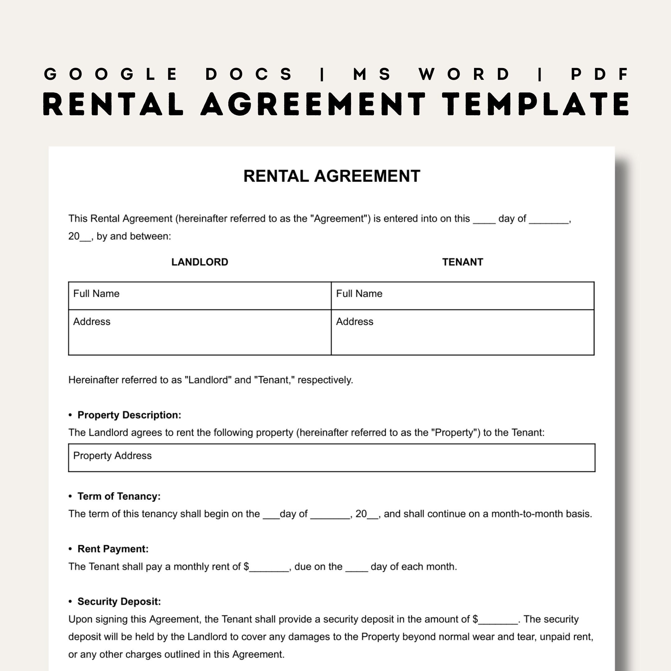 Free Printable Rental Agreements Forms