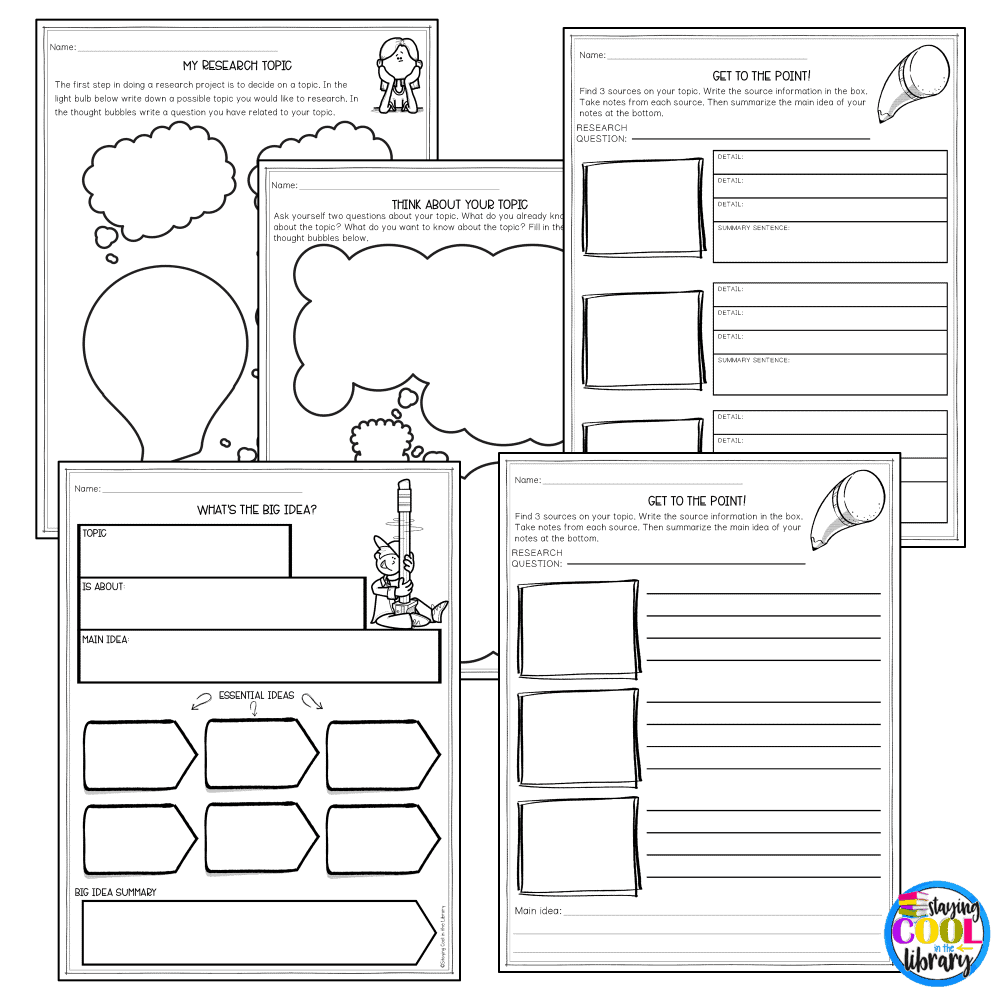 Research Skills Graphic Organizers And Printables Staying Cool In The Library