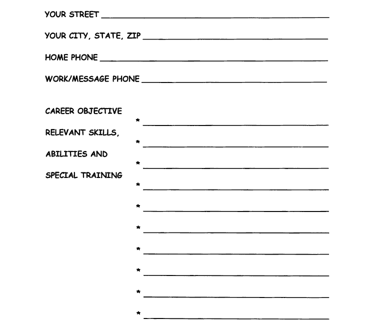 Resume Worksheet Printable Fill Online Printable Fillable Blank PdfFiller