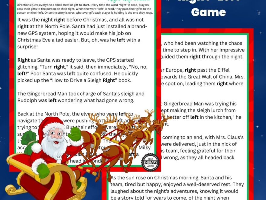 Right Left Christmas Game Printable Free Story Your Therapy Source