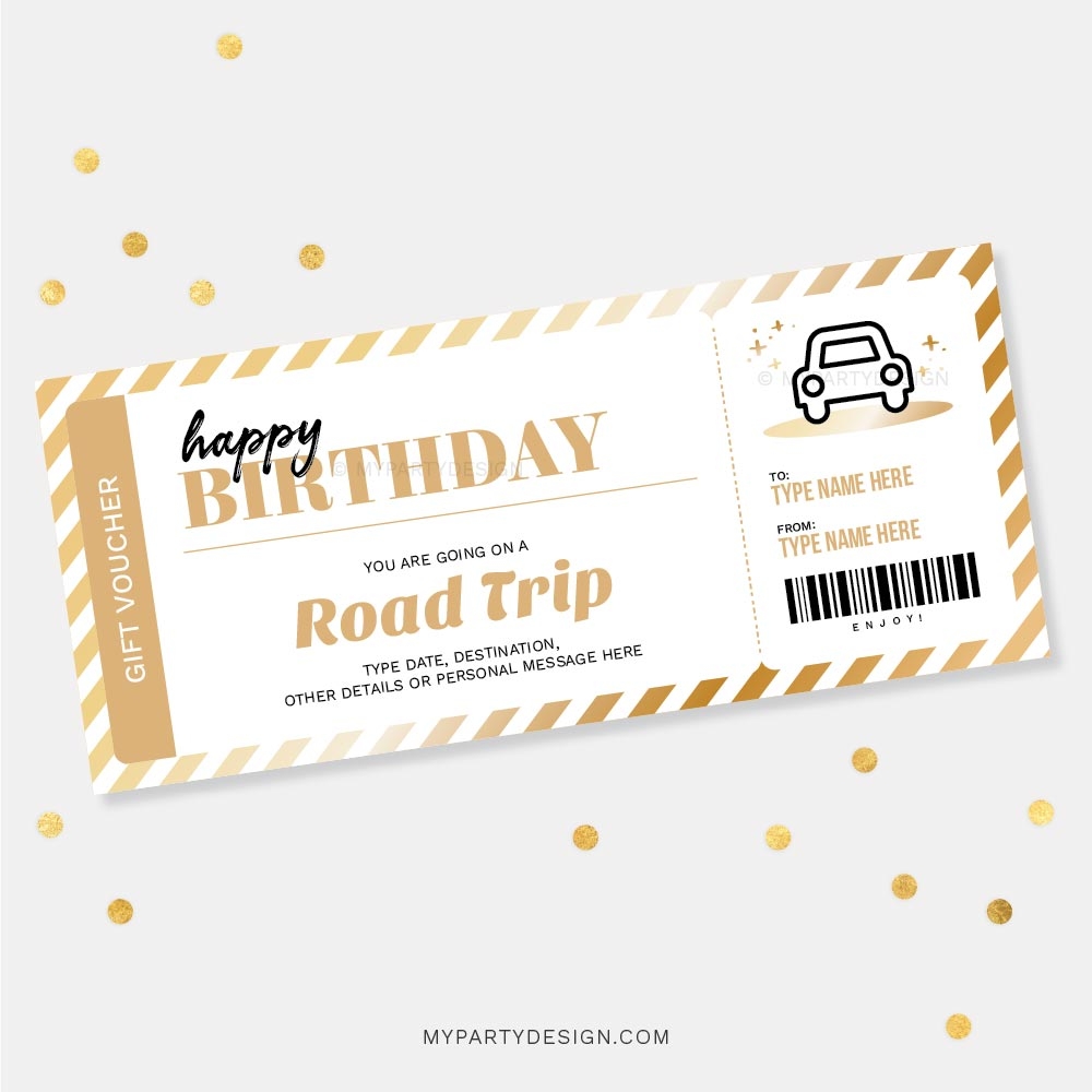 Road Trip Gift Voucher Template Printable PDF My Party Design