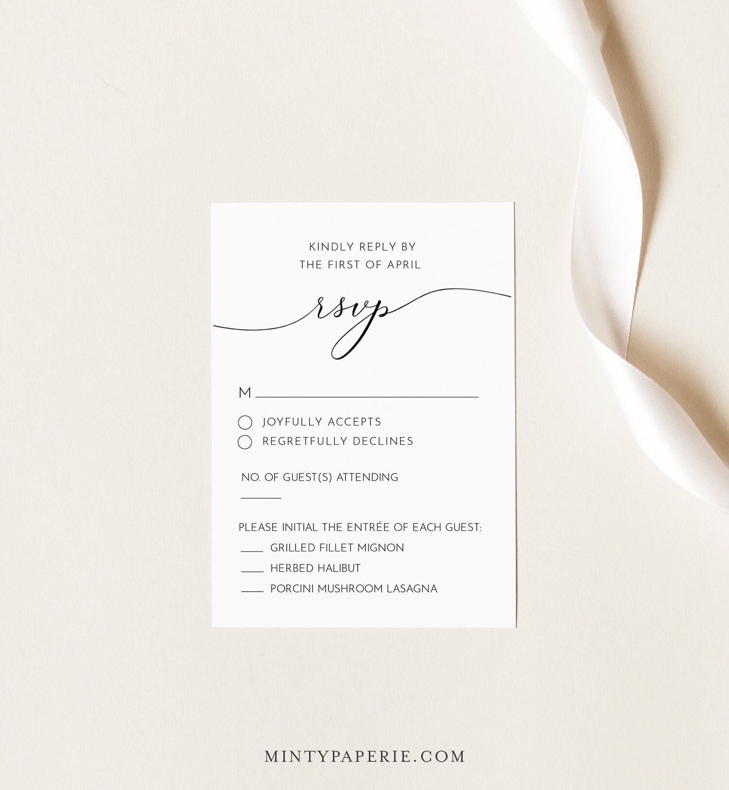 RSVP Card Template Printable Wedding Response Card 100 Editable Text DIY Wedding Calligraphy Instant Download Digital Templett 024A