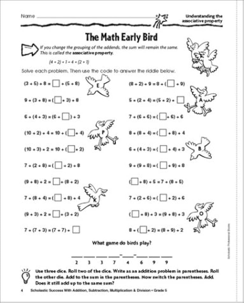 Scholastic Success With Addition Subtraction Multiplication Division Workbook Grade 5 Scholastic 9780439445061 Amazon Books