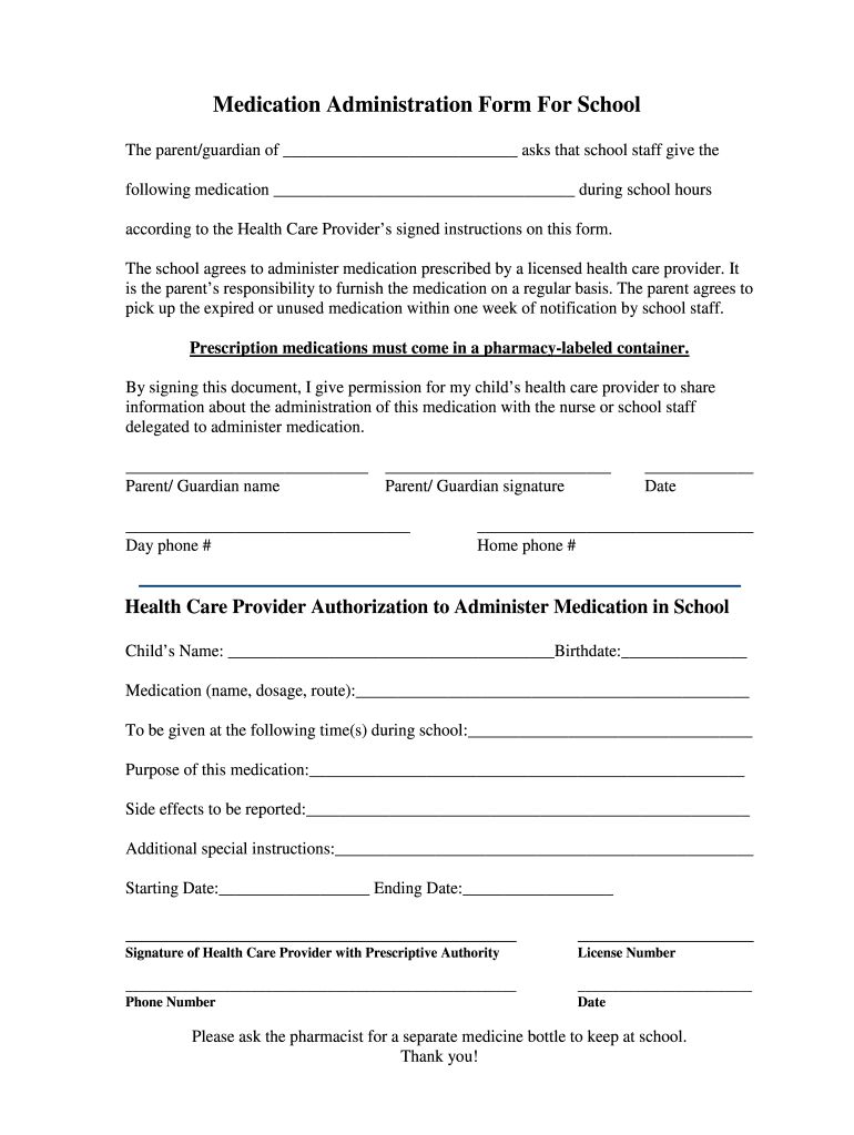 School Medication Administration Form Pdf Fill Online Printable Fillable Blank PdfFiller