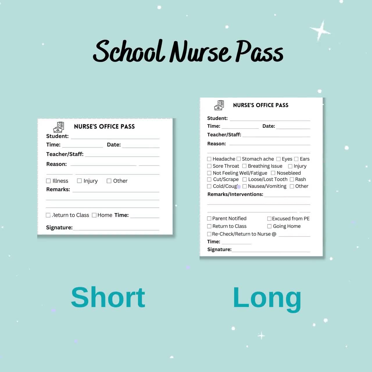 School Nurse Pass Printable School Nurse Office Pass School Health Office Pass School Nurse Form School Nurse Decor School Nurse Print Etsy