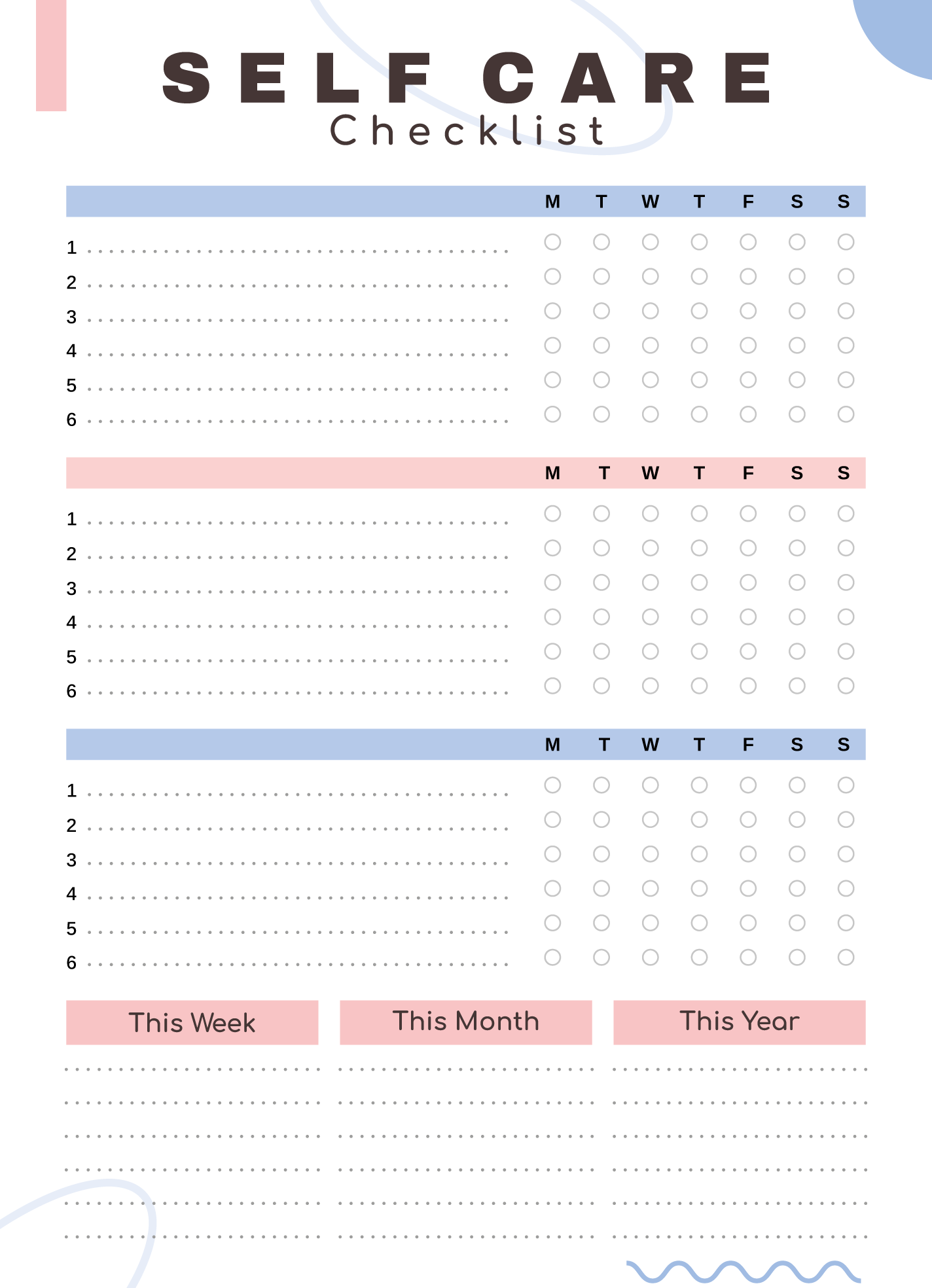 Self Care Checklist Free Google Docs Template Gdoc io